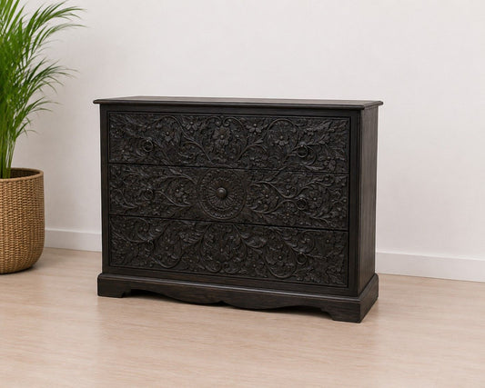 Hand-Carved Floral Drawer Chest