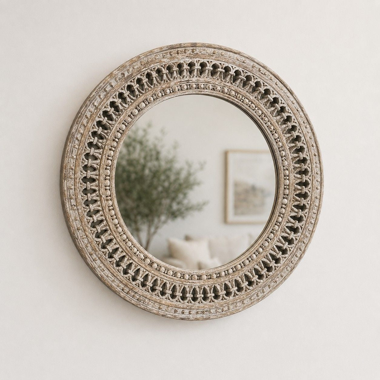 Handcrafted Round Decorative Mirror Frame