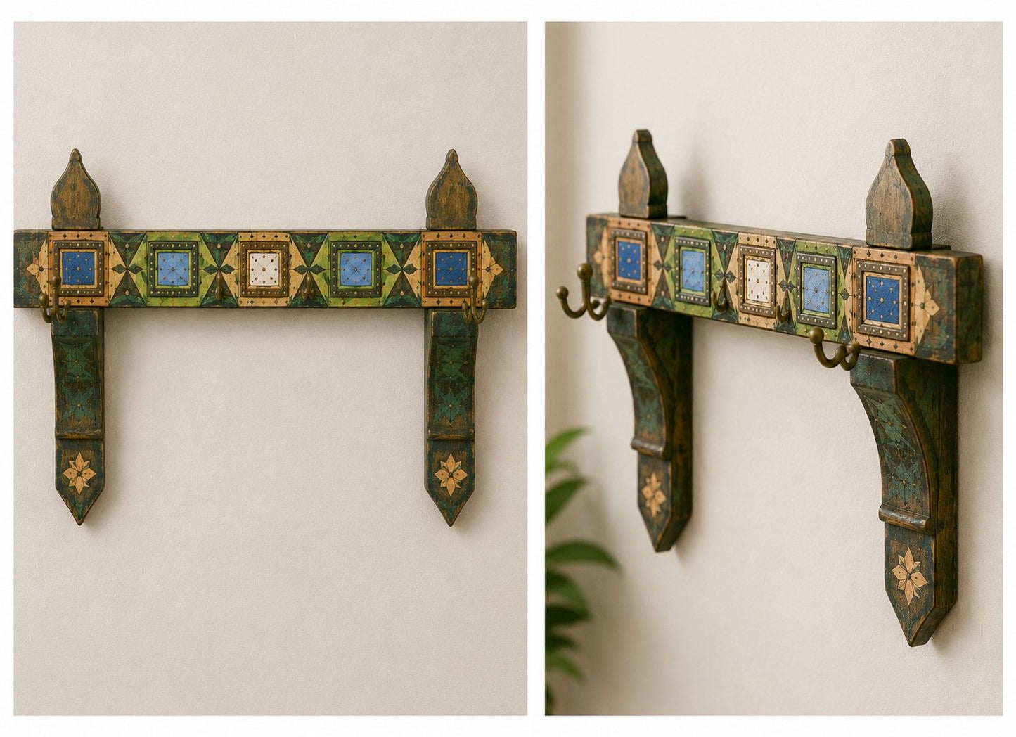 Handcrafted Decorative Wall Hanger with Mirror Accents
