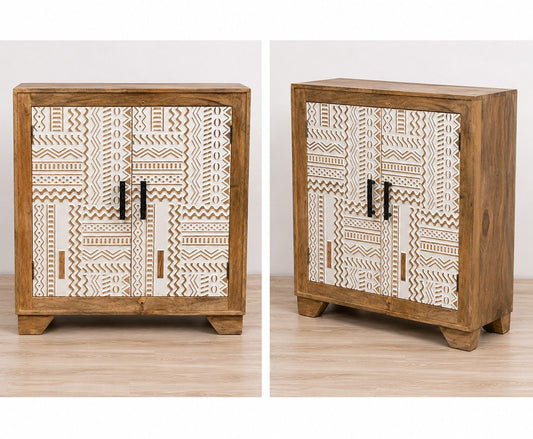 Tribal Pattern Wooden Storage Cabinet