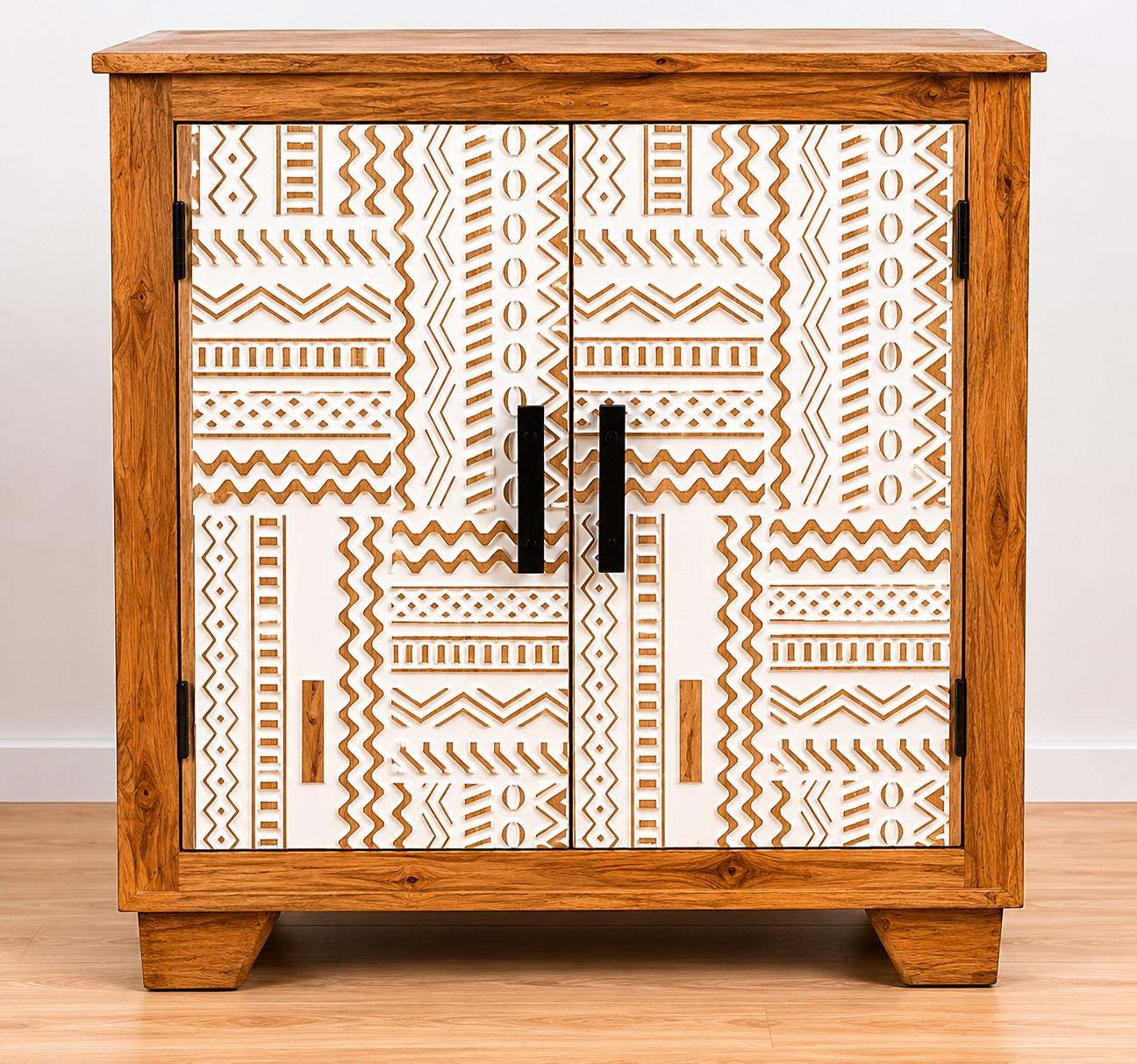 Tribal Pattern Wooden Storage Cabinet