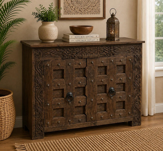 Rustic Handcrafted Wooden Storage Cabinet