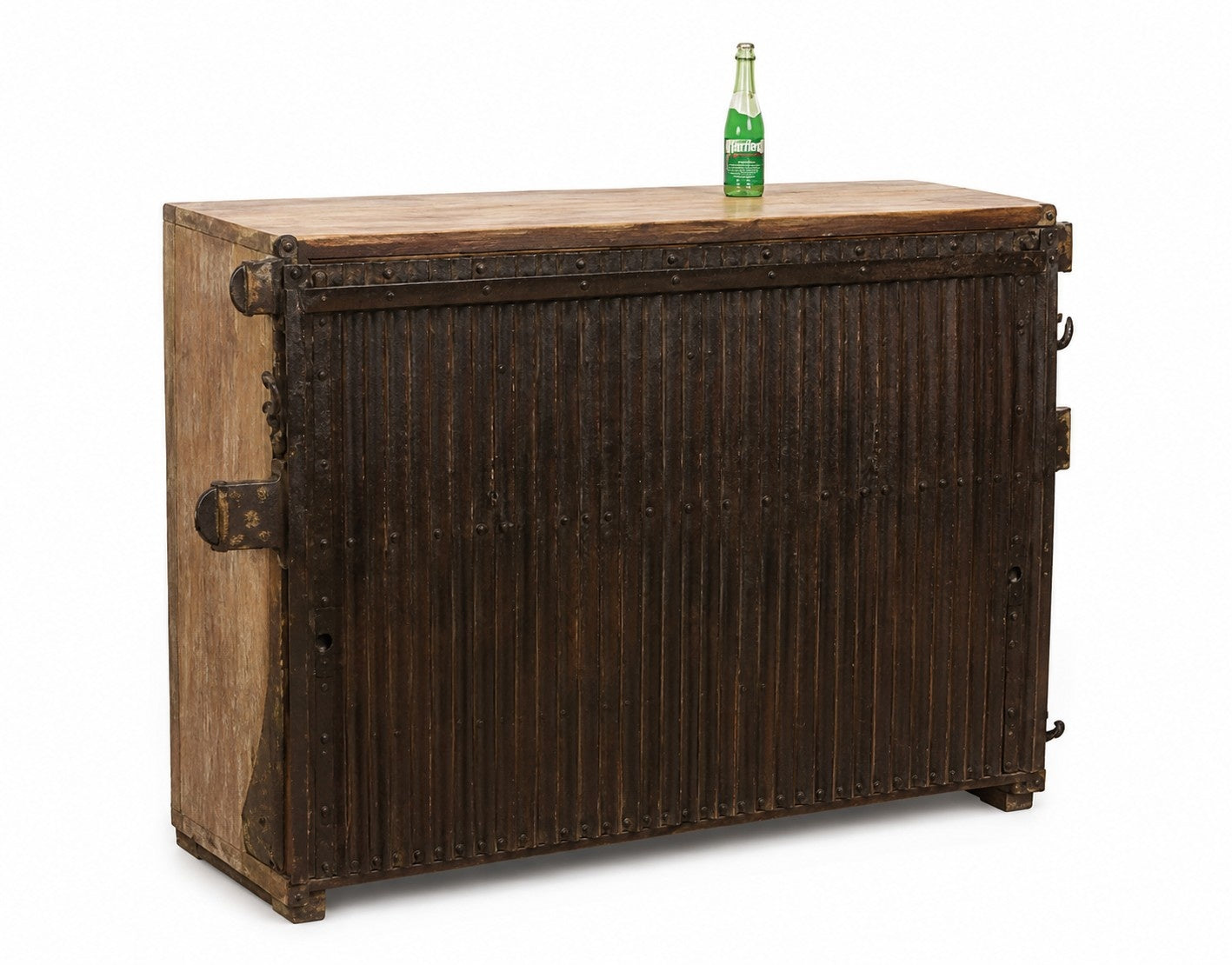 Rustic Wooden Wine Bar Cabinet with Sliding Door