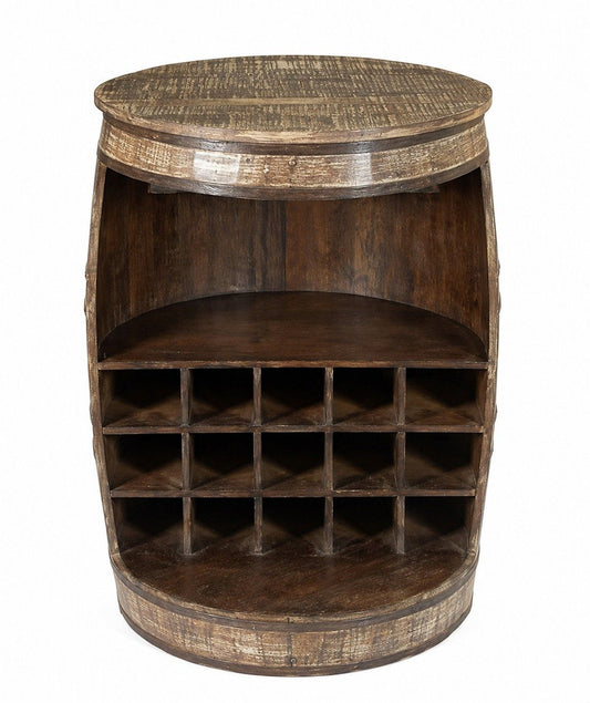 Barrel-Style Wooden Wine Storage Cabinet