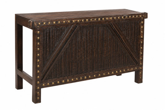 Industrial Rustic Console Table with Metal Accent Panels