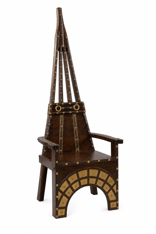 Royal Throne Chair with Brass Inlay Detailing