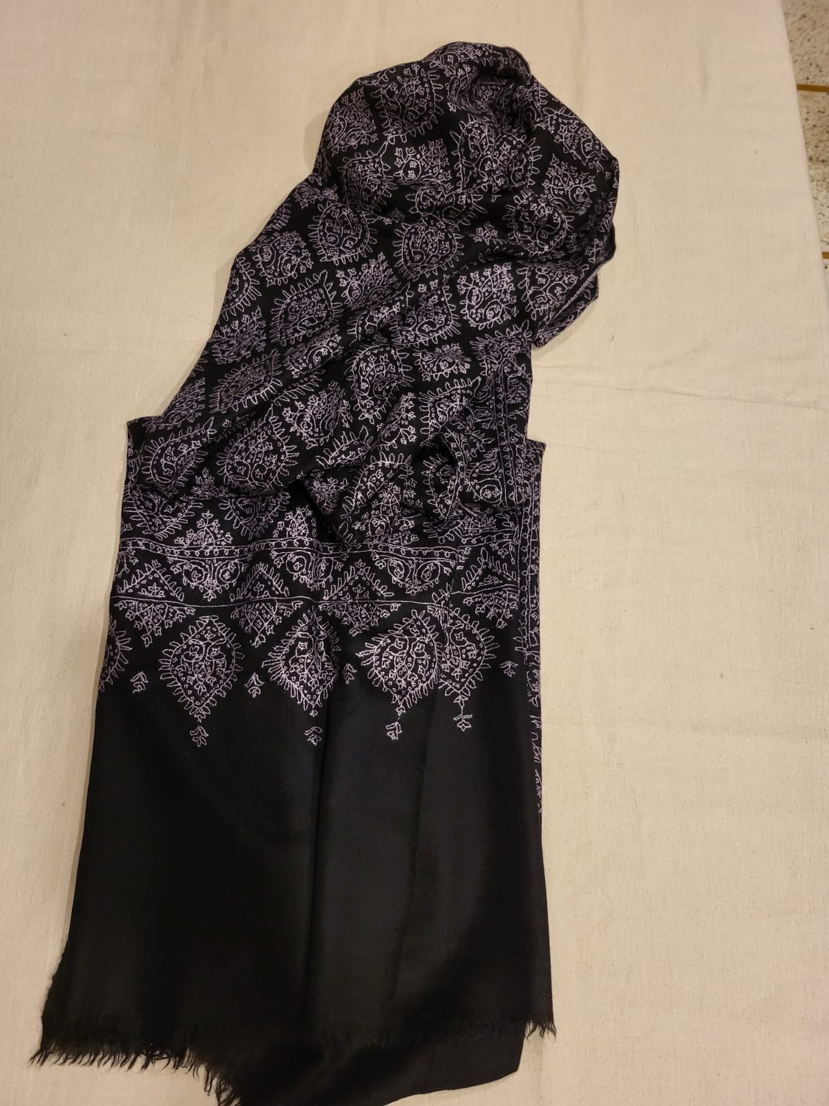 Black Sozni Pashmina Stole