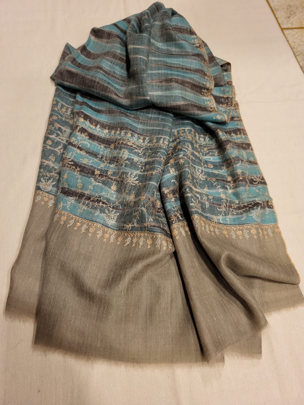 Striped Sozni Pashmina Stole
