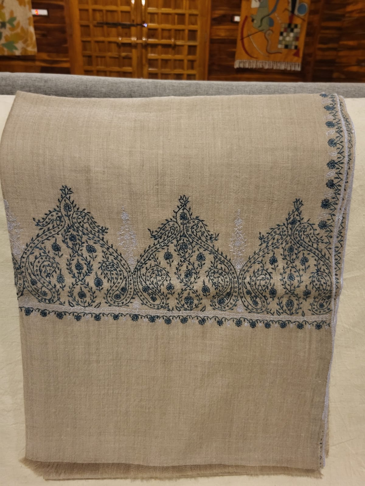Natural Sozni Pashmina Stole