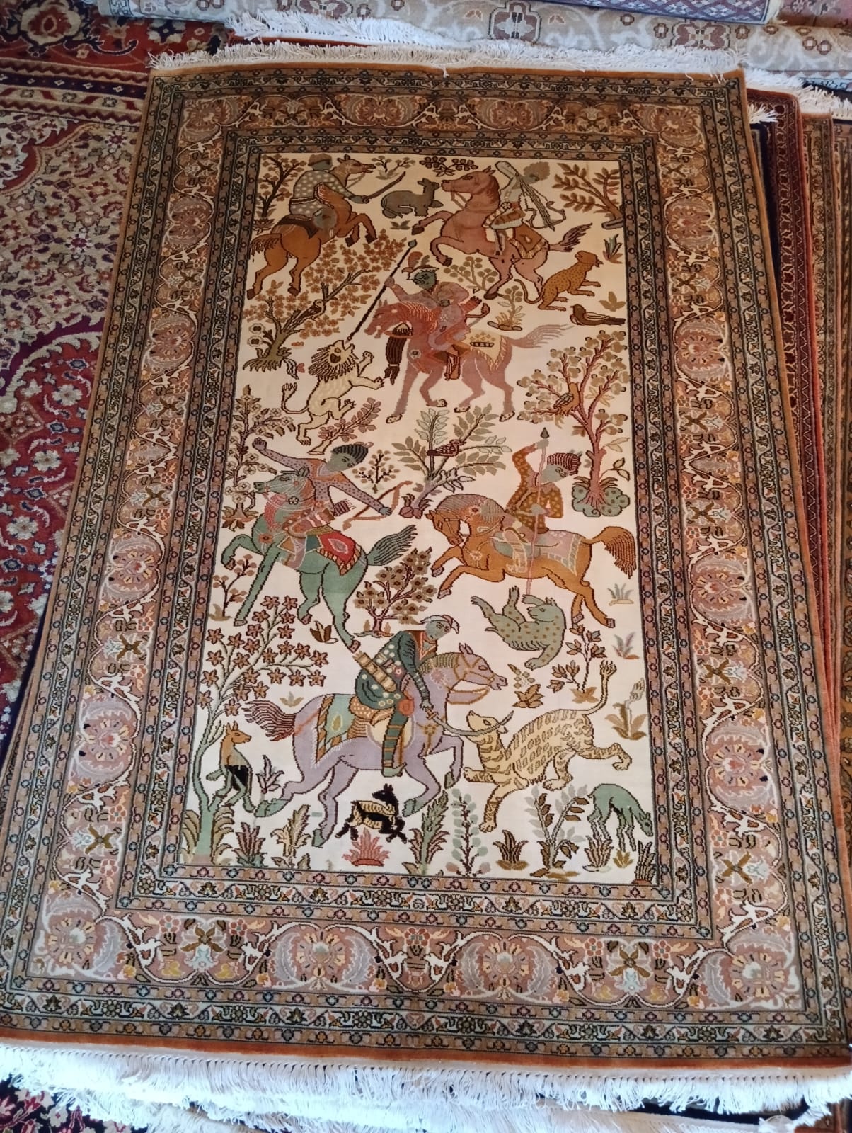 Hand-Knotted Kashmiri Silk & Wool Rug