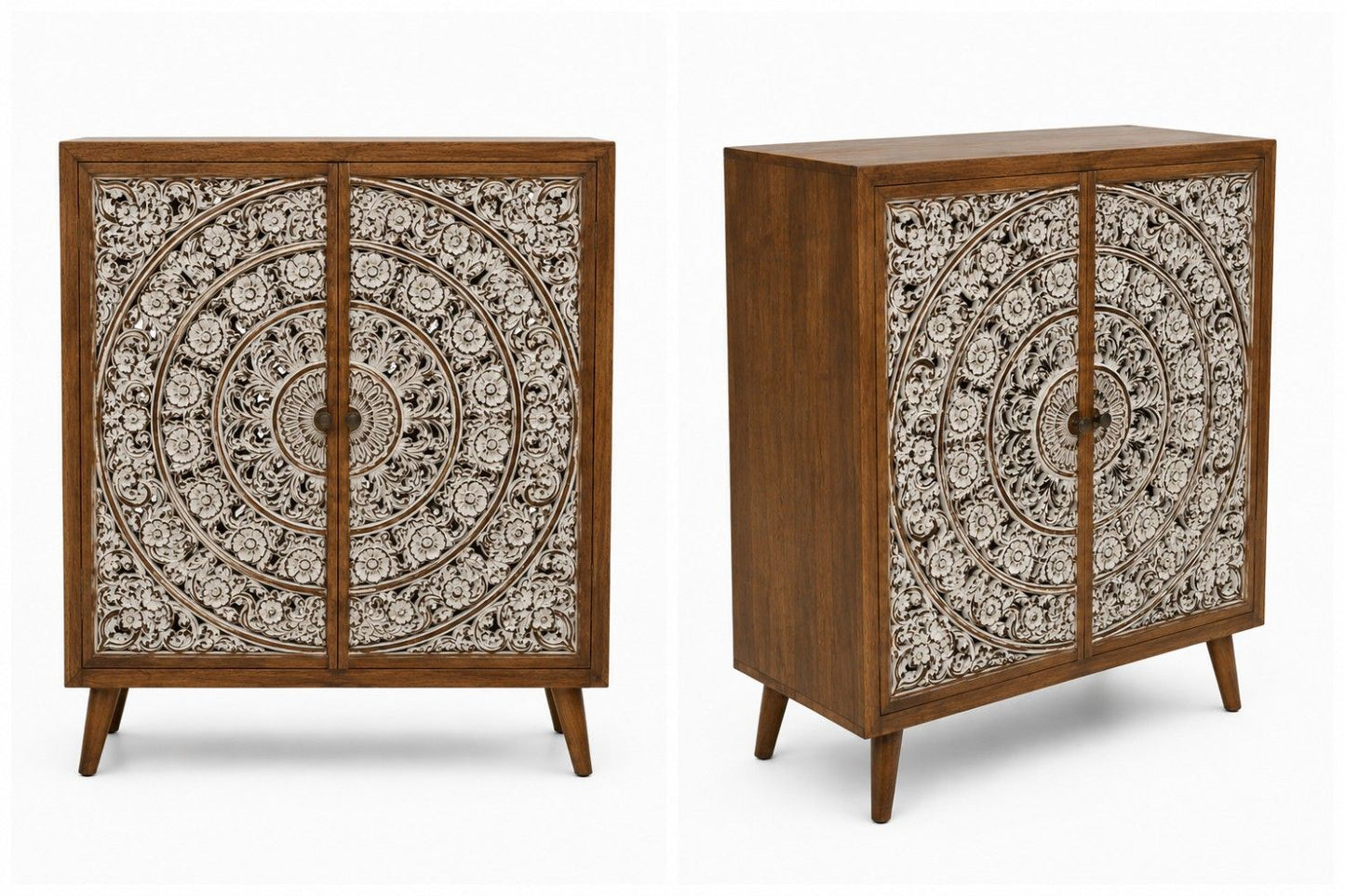 Hand-Carved Mandala Sideboard Cabinet