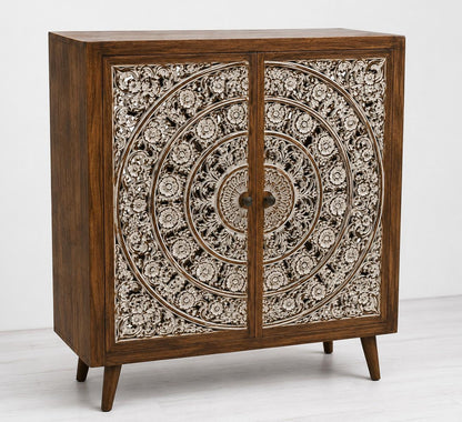 Hand-Carved Mandala Sideboard Cabinet