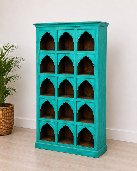 Handcrafted Turquoise Wooden Bookshelf