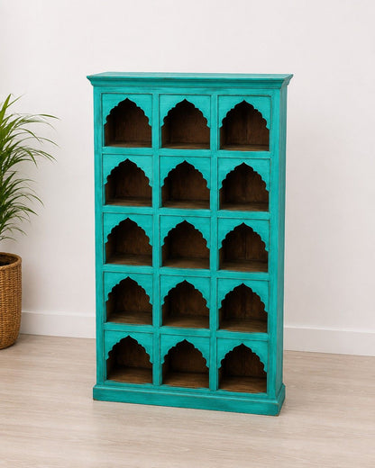 Handcrafted Turquoise Wooden Bookshelf