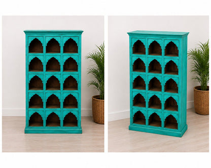 Handcrafted Turquoise Wooden Bookshelf
