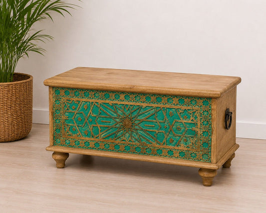 Hand-Painted Wooden Storage Box