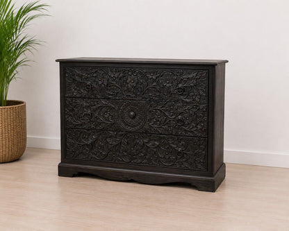 Hand-Carved Floral Drawer Chest