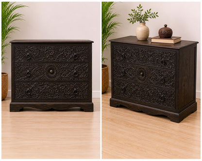 Hand-Carved Floral Drawer Chest