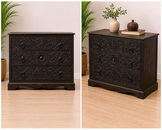 Hand-Carved Floral Drawer Chest