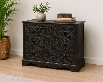 Hand-Carved Floral Drawer Chest
