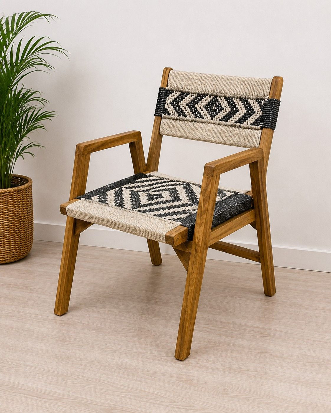 Handcrafted Wooden Chair & Stool Set