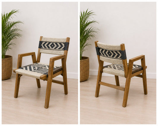 Handcrafted Wooden Chair & Stool Set