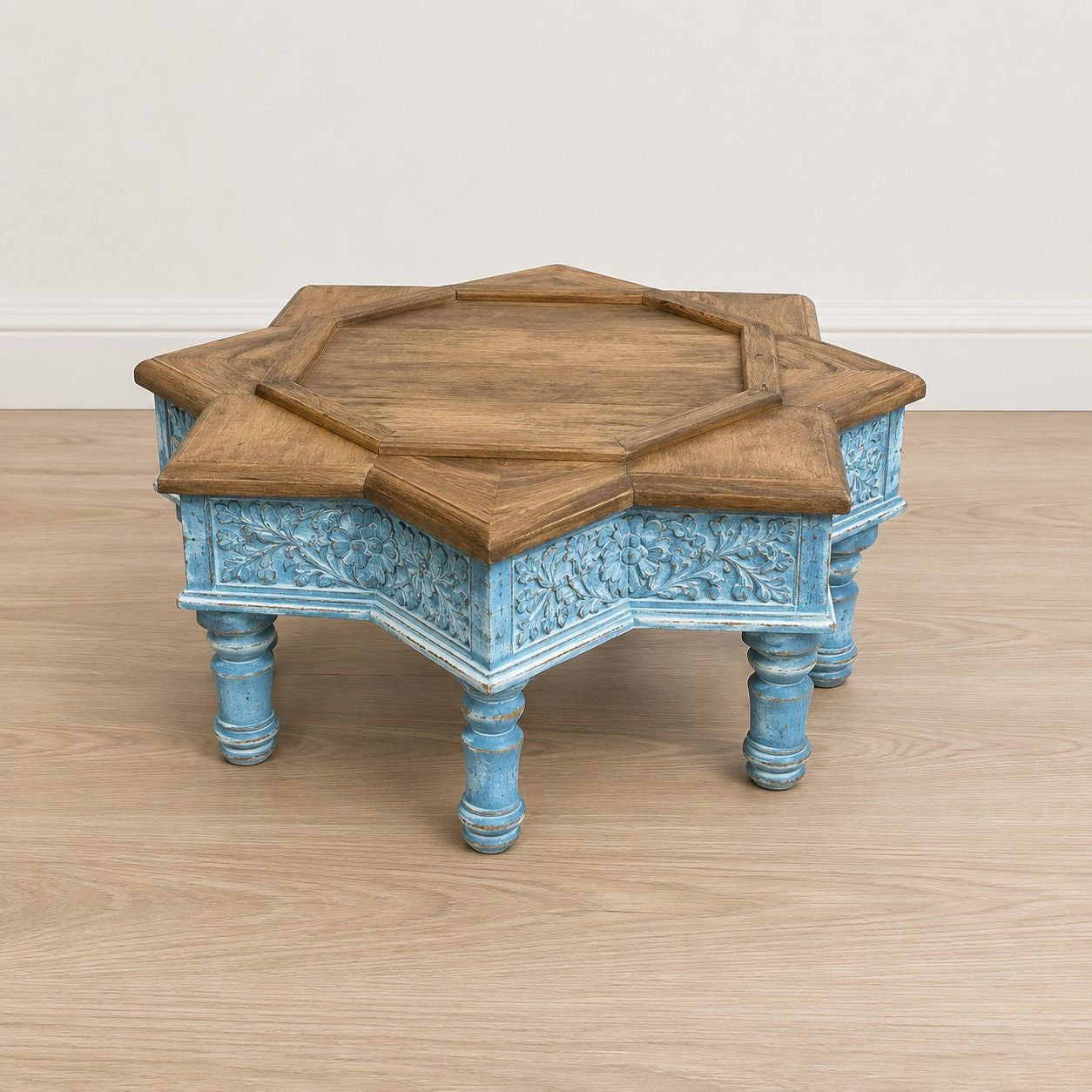 Hand-Carved Wooden Low Stool