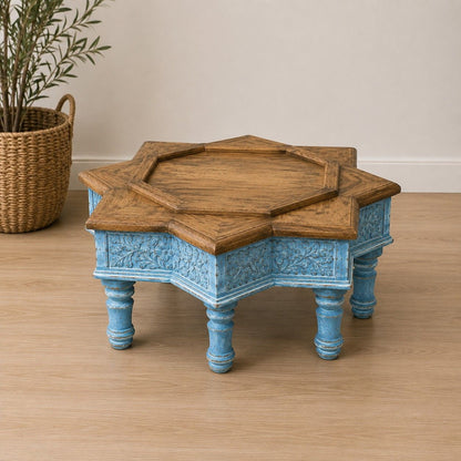 Hand-Carved Wooden Low Stool
