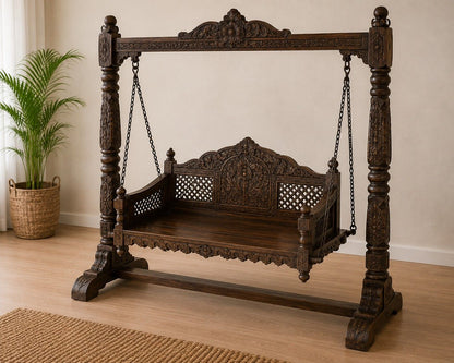 Hand-Carved Wooden Swing (Jhula)