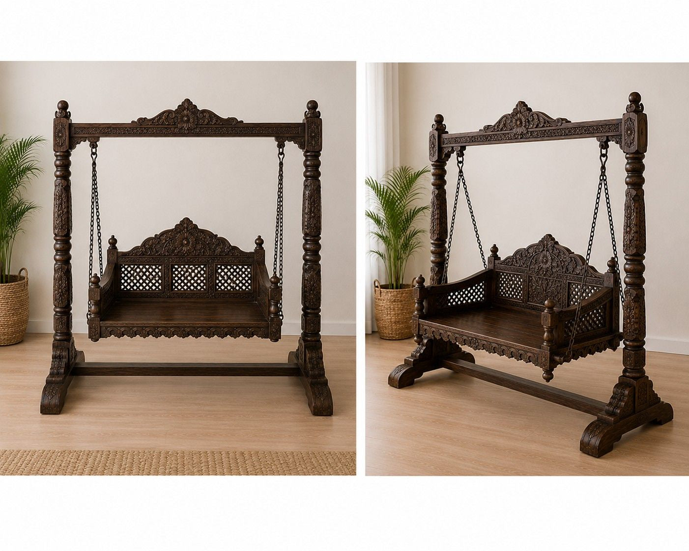 Hand-Carved Wooden Swing (Jhula)
