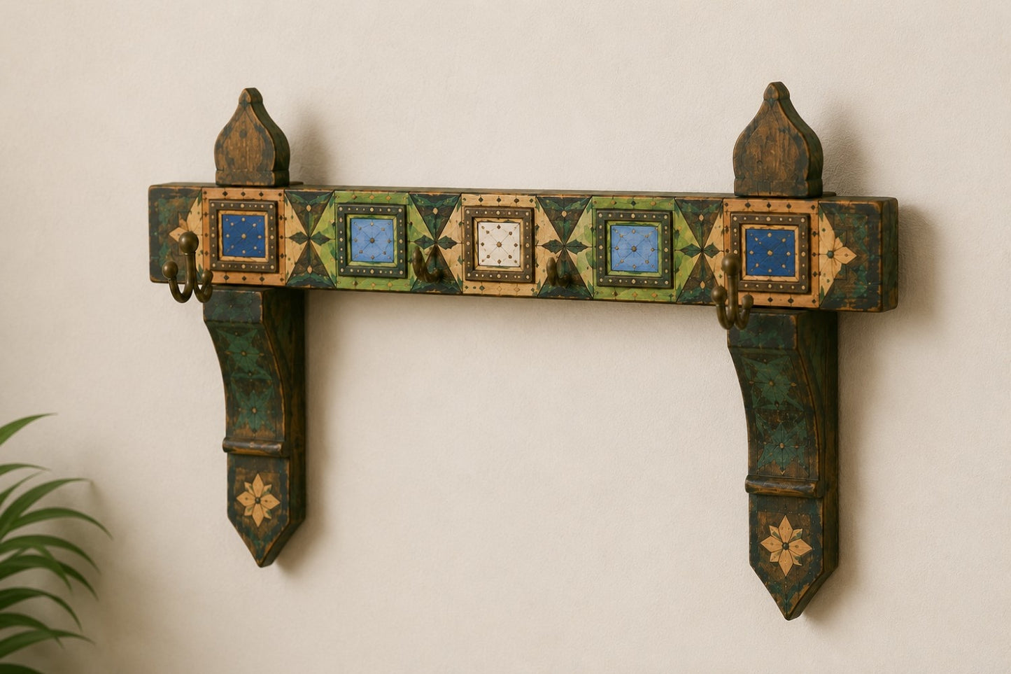 Handcrafted Decorative Wall Hanger with Mirror Accents