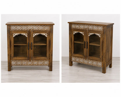 Hand-Carved Wooden Display Cabinet