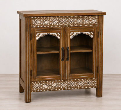Hand-Carved Wooden Display Cabinet