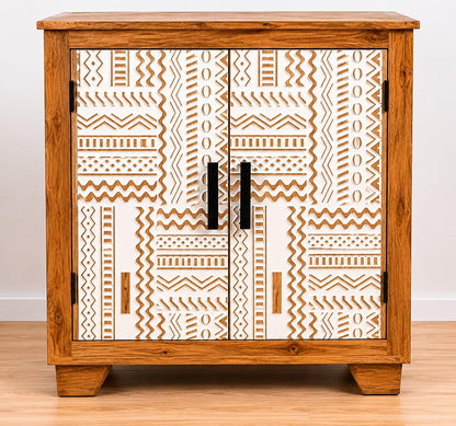 Tribal Pattern Wooden Storage Cabinet