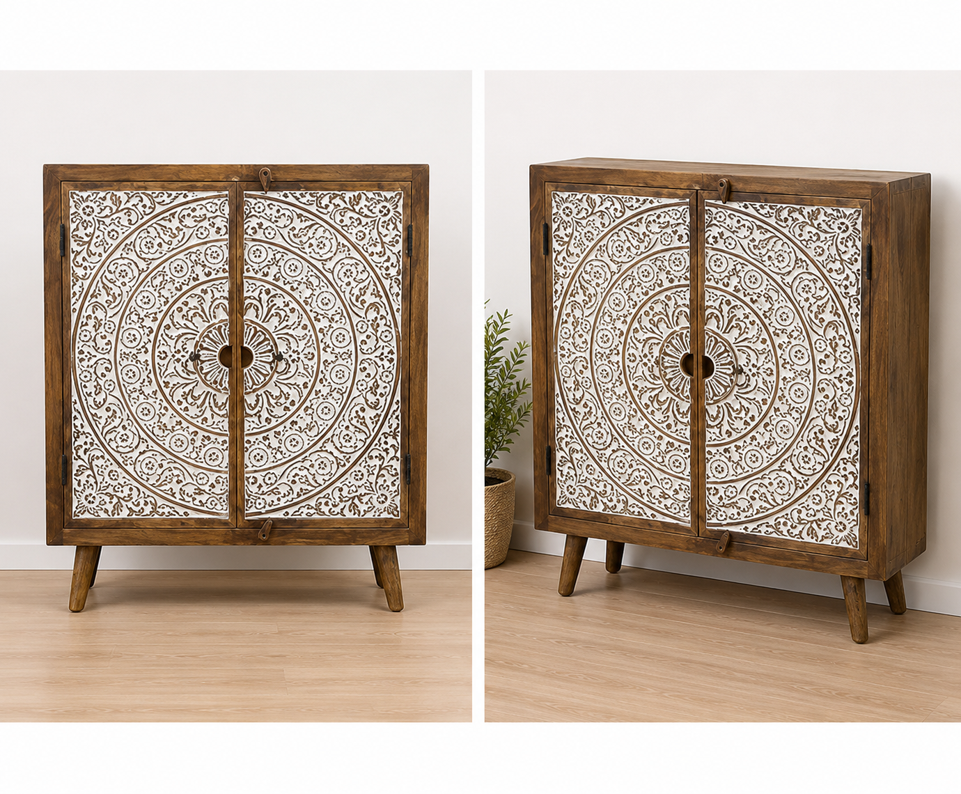 Hand-Carved Mandala Storage Cabinet