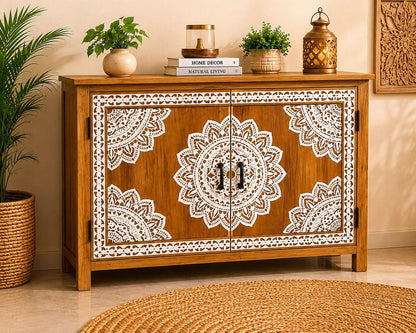Hand-Painted Mandala Storage Cabinet