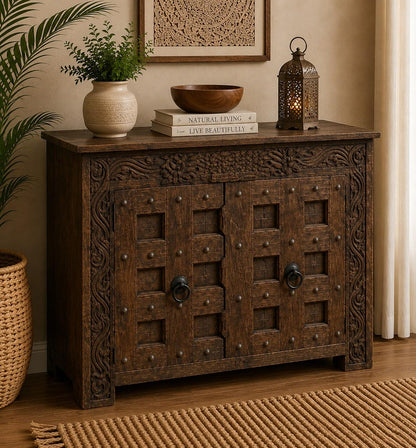 Rustic Handcrafted Wooden Storage Cabinet