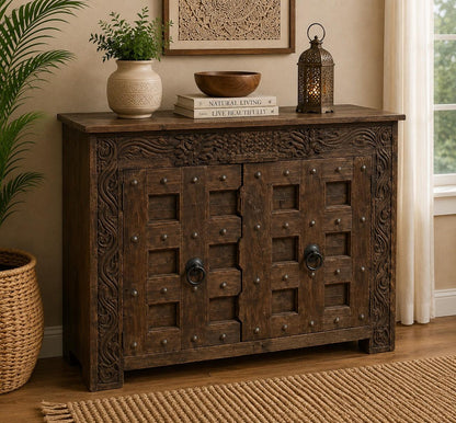 Rustic Handcrafted Wooden Storage Cabinet
