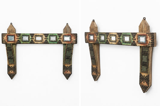 Rustic Tribal Wall Hanger with Mirror Work
