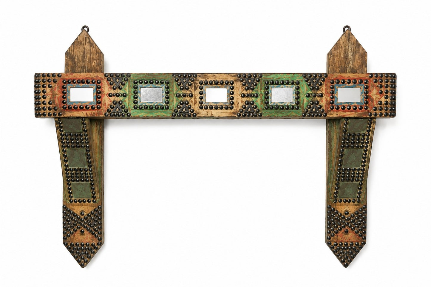 Rustic Tribal Wall Hanger with Mirror Work