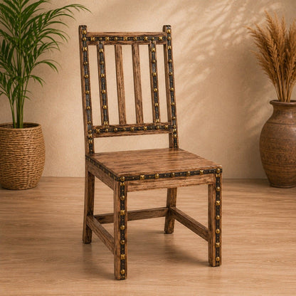 Heritage Wooden Dining Chair with Brass Stud Accents