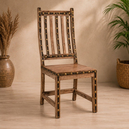 Heritage Wooden Dining Chair with Brass Stud Accents