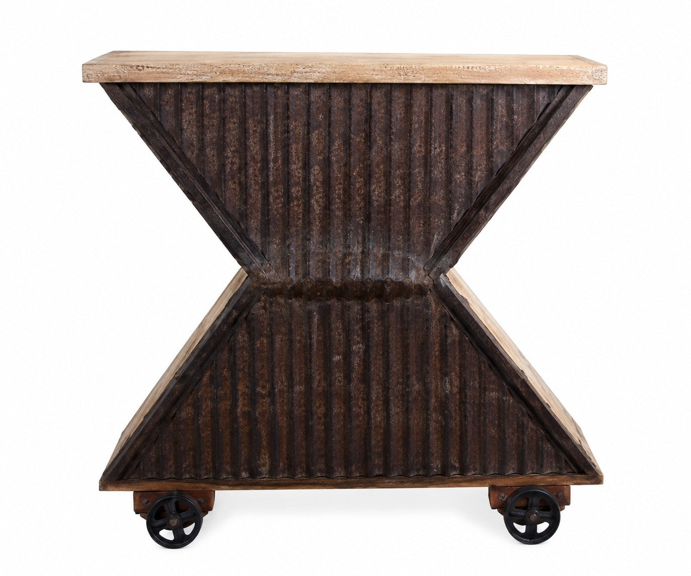 Industrial Hourglass Wine Bar Cabinet