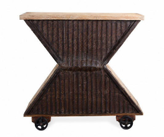 Industrial Hourglass Wine Bar Cabinet
