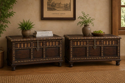 Heritage Wooden Storage Chest with Brass Stud Detailing
