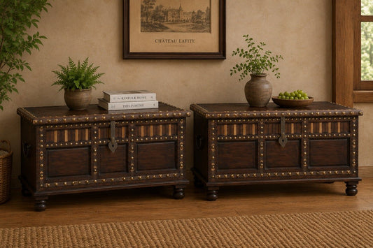 Heritage Wooden Storage Chest with Brass Stud Detailing