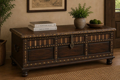 Heritage Wooden Storage Chest with Brass Stud Detailing