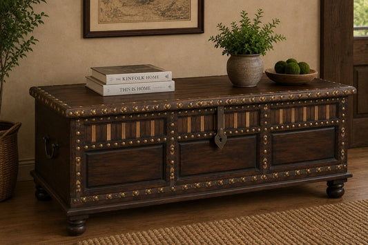 Heritage Wooden Storage Chest with Brass Stud Detailing