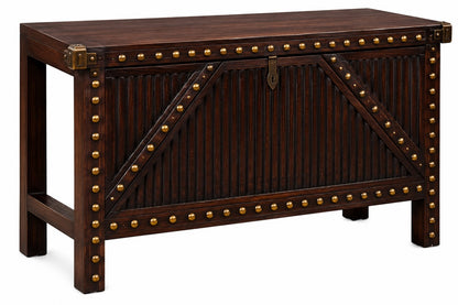 Industrial Rustic Console Table with Metal Accent Panels