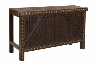 Industrial Rustic Console Table with Metal Accent Panels